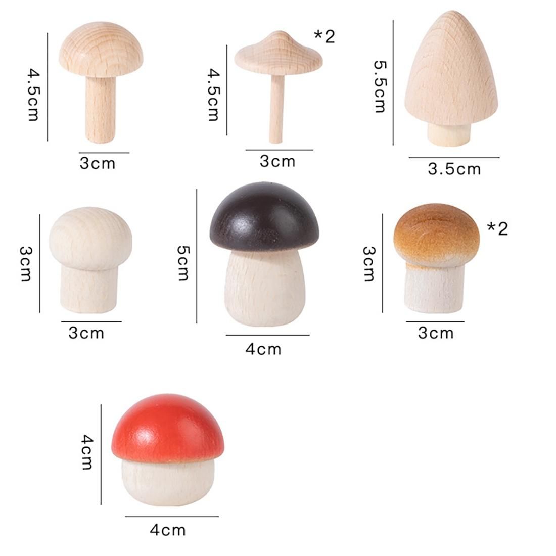 14Pcs Wooden Mushroom Set Natural Unfinished Mushroom DIY