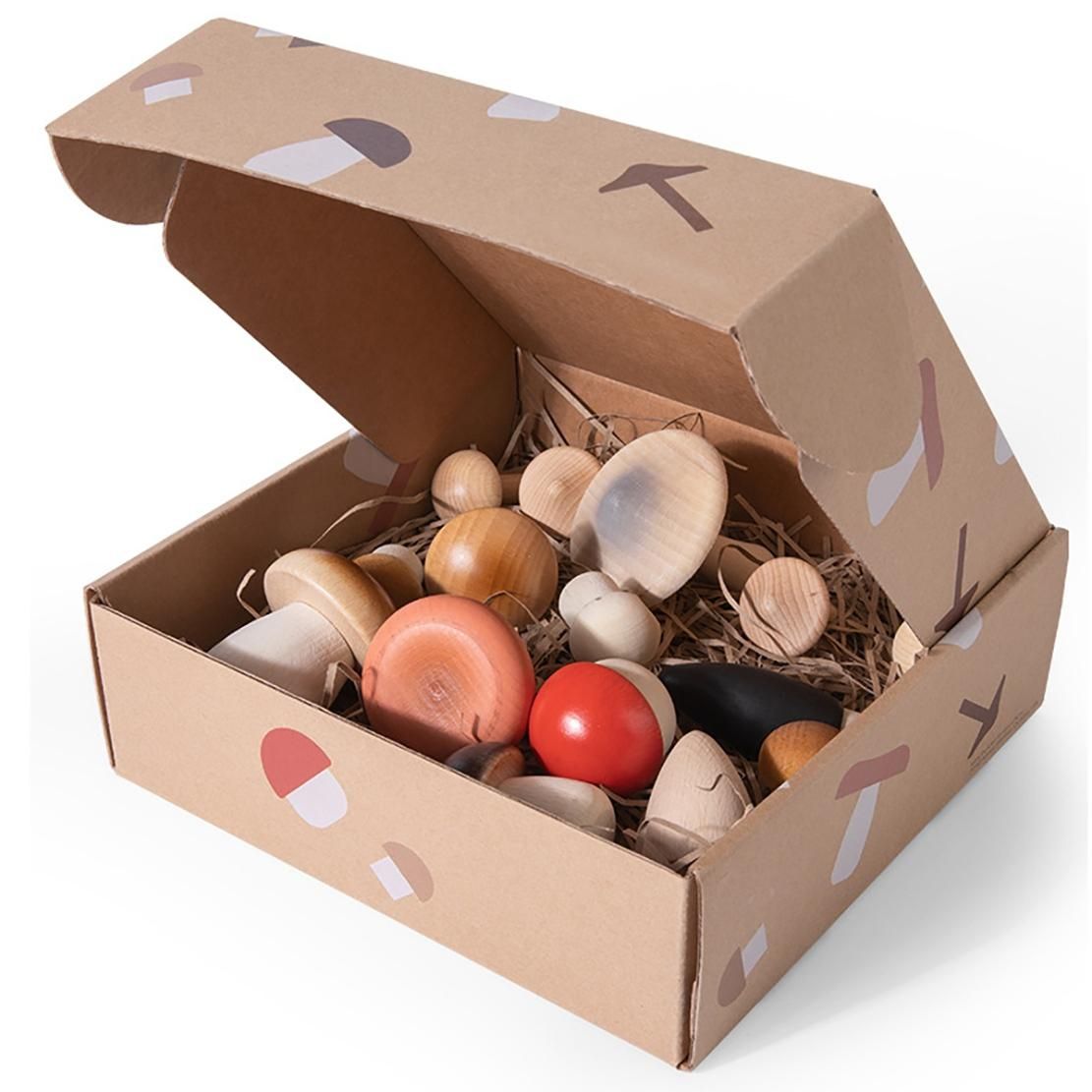 14Pcs Wooden Mushroom Set Natural Unfinished Mushroom DIY