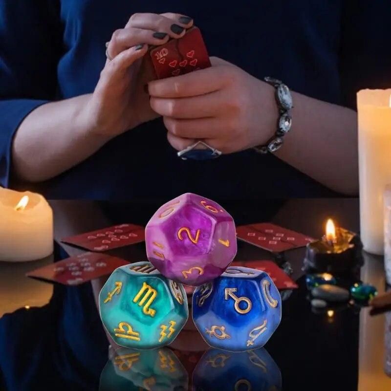 3pcs Acrylic Dice 12 Sided Astrology Dice 3-colors Polyhedral Digital Dice For Love Horoscope Divination Props Children Toy