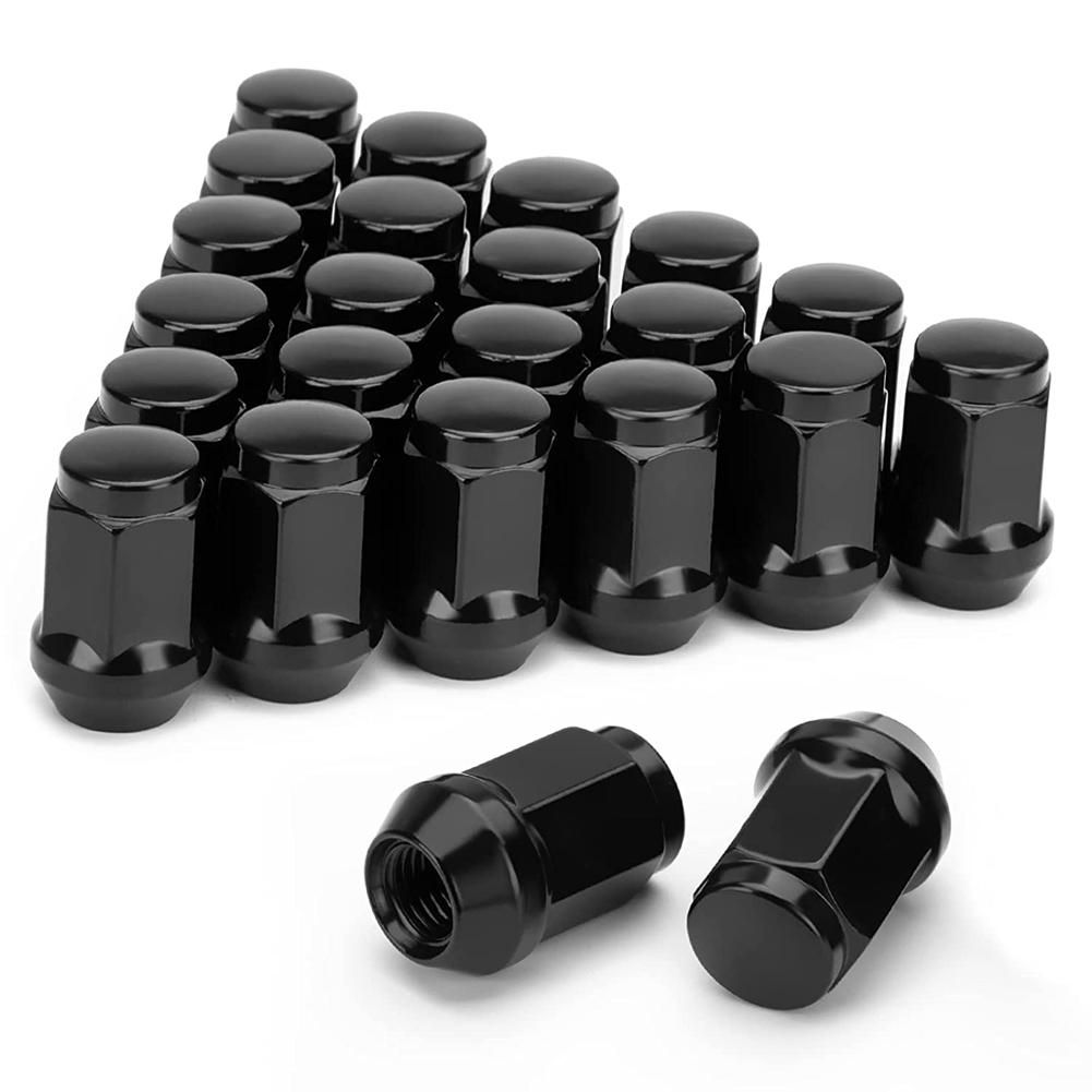 24PCS 12X15 Lug Nut Closed End Bulge Cone Lugnuts for 2007-2022 Cruiser2001-2007 Sequoia Black