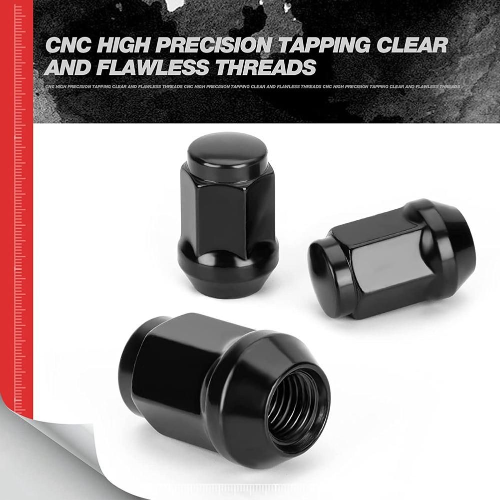 24PCS 12X15 Lug Nut Closed End Bulge Cone Lugnuts for 2007-2022 Cruiser2001-2007 Sequoia Black