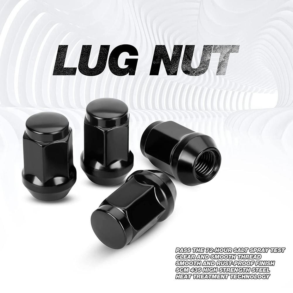 24PCS 12X15 Lug Nut Closed End Bulge Cone Lugnuts for 2007-2022 Cruiser2001-2007 Sequoia Black