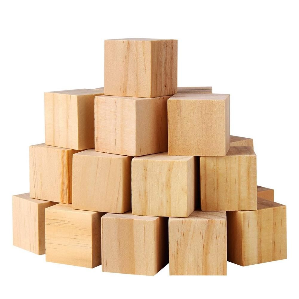 50Pcs Square Blank Wood Blocks for Puzzle Making, Crafts,
