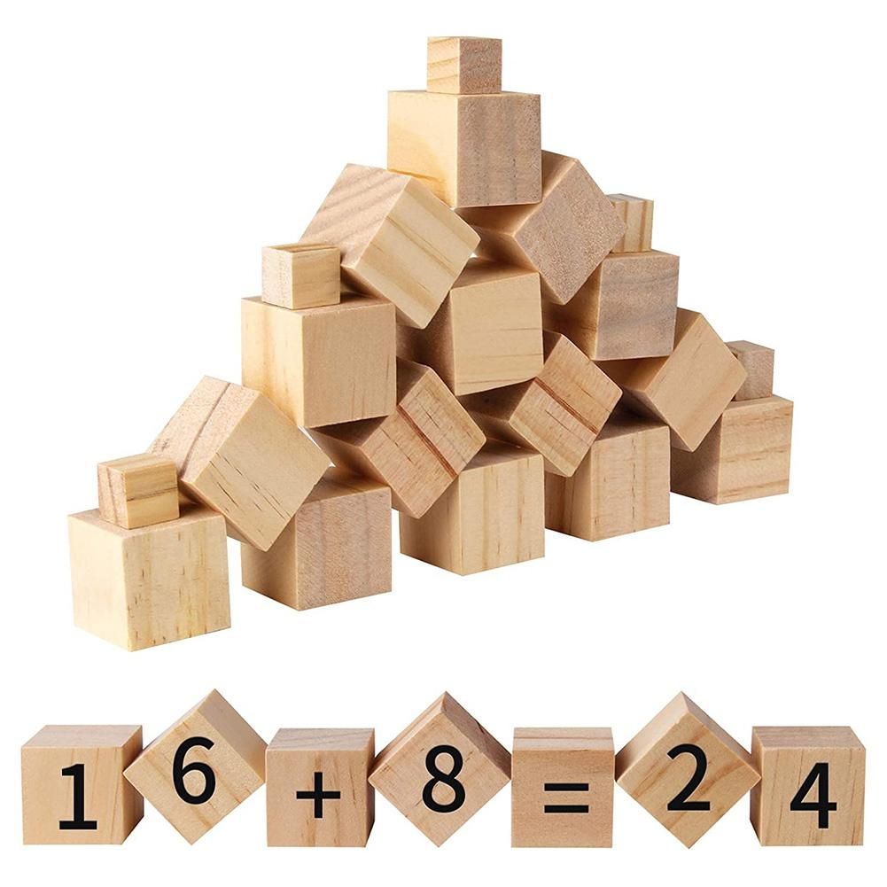 50Pcs Square Blank Wood Blocks for Puzzle Making, Crafts,