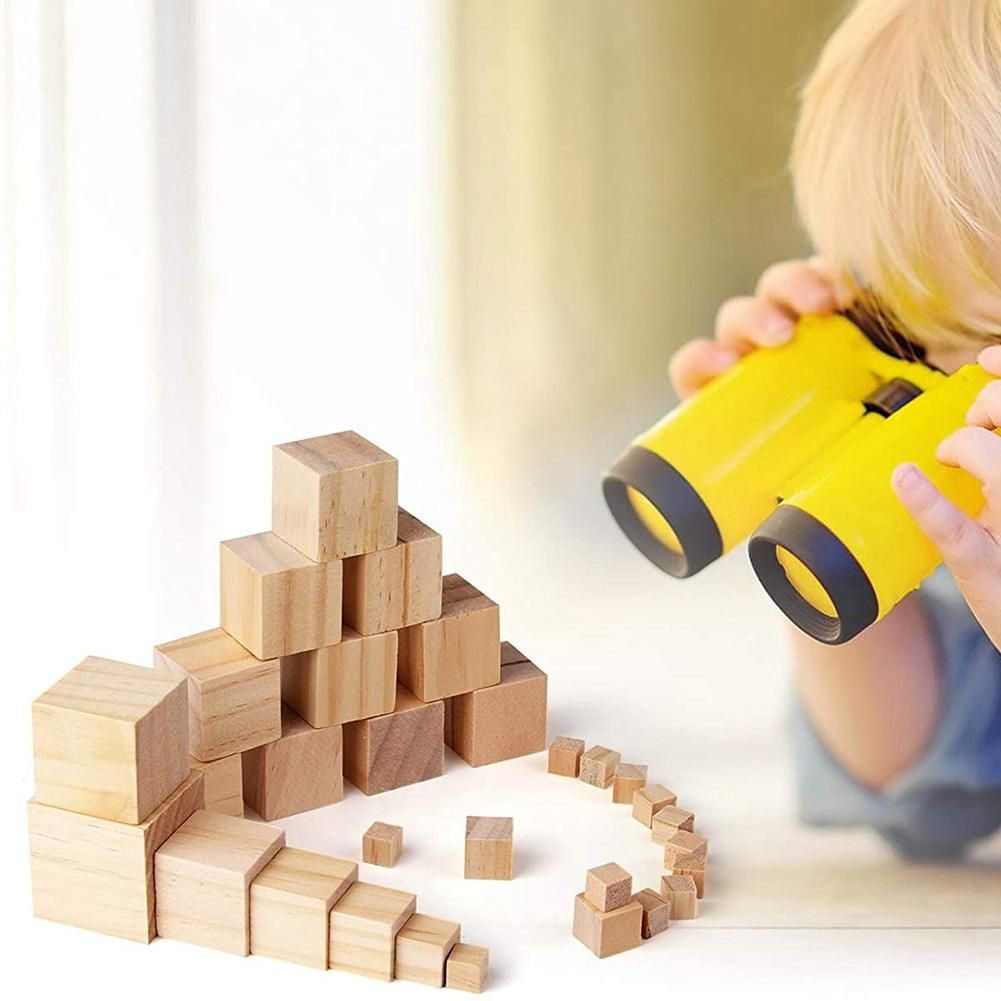 50Pcs Square Blank Wood Blocks for Puzzle Making, Crafts,