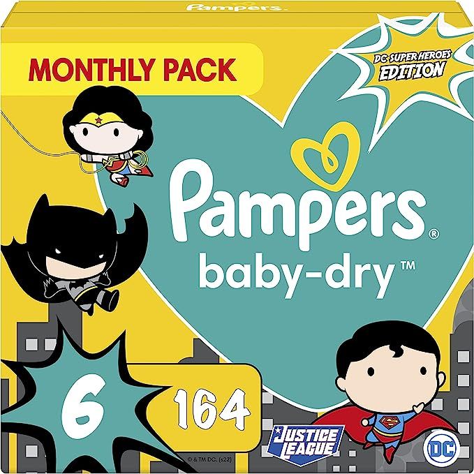 Baby-Dry DC Super Heroes Diaper Size 6,164 Count, 13-18 Kg