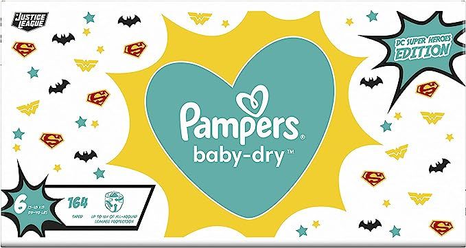 Baby-Dry DC Super Heroes Diaper Size 6,164 Count, 13-18 Kg