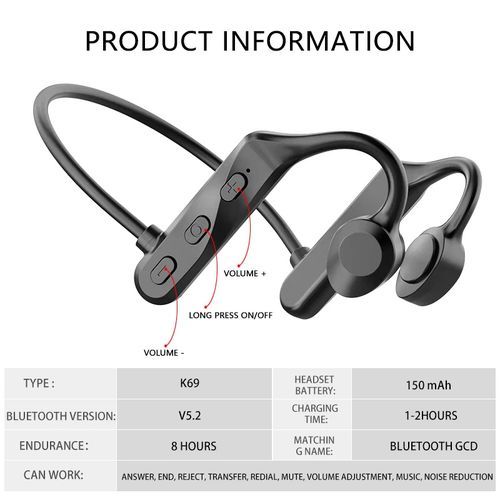 IPX5 Waterproof Sports 9D Stereo Wireless Bluetooth Bone Conduction Headset