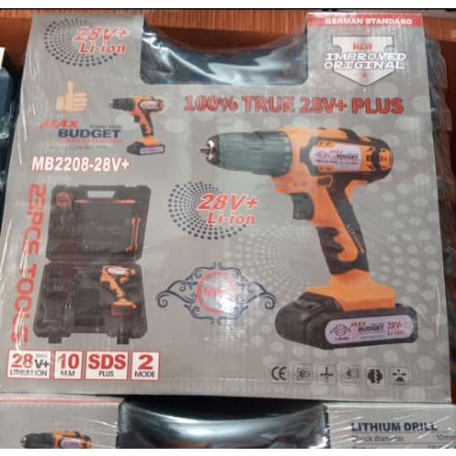 Max Budget Cordless Rechargeable Battery Drill Driver Machine -28volts Two Battery Drilling Machine