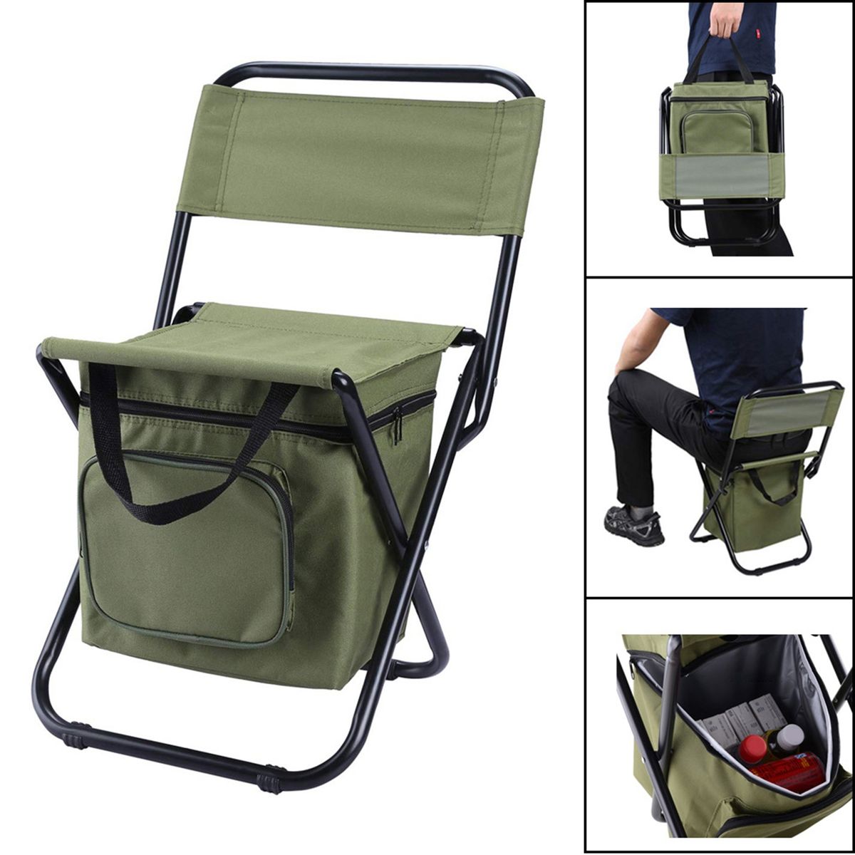 Folding Chair Large Capacity Camping Chair Green