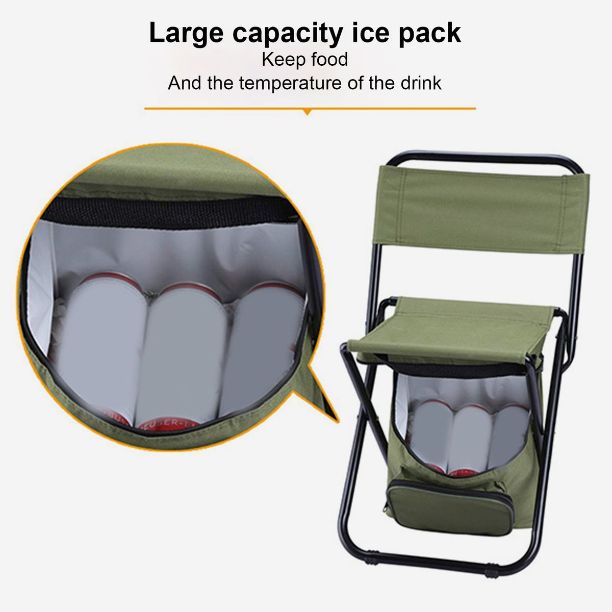 Folding Chair Large Capacity Camping Chair Green