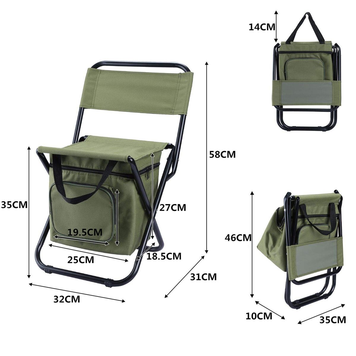 Folding Chair Large Capacity Camping Chair Green