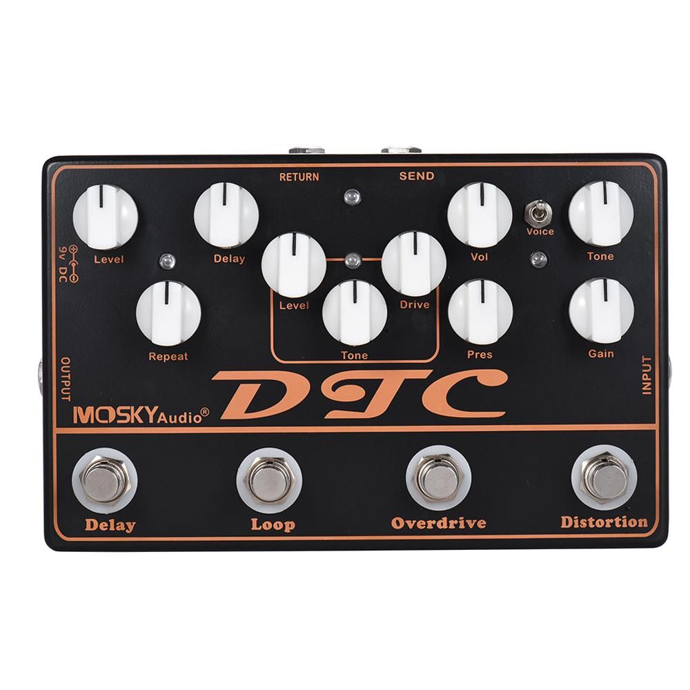 MOSKYAudio DTC 4-in-1 Electric Guitar Effects Pedal Distortion + Overdrive + Loop + Delay