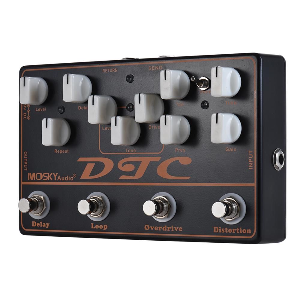 MOSKYAudio DTC 4-in-1 Electric Guitar Effects Pedal Distortion + Overdrive + Loop + Delay
