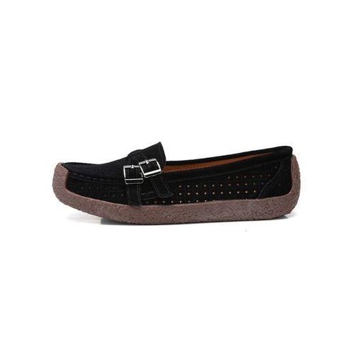 EUR Size 35-41 High Quality Flats Women Suede Leather Flats Shoes Handmade Comfort Loafers Black