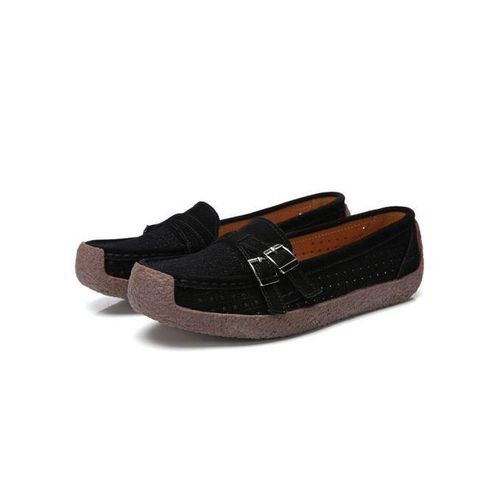 EUR Size 35-41 High Quality Flats Women Suede Leather Flats Shoes Handmade Comfort Loafers Black