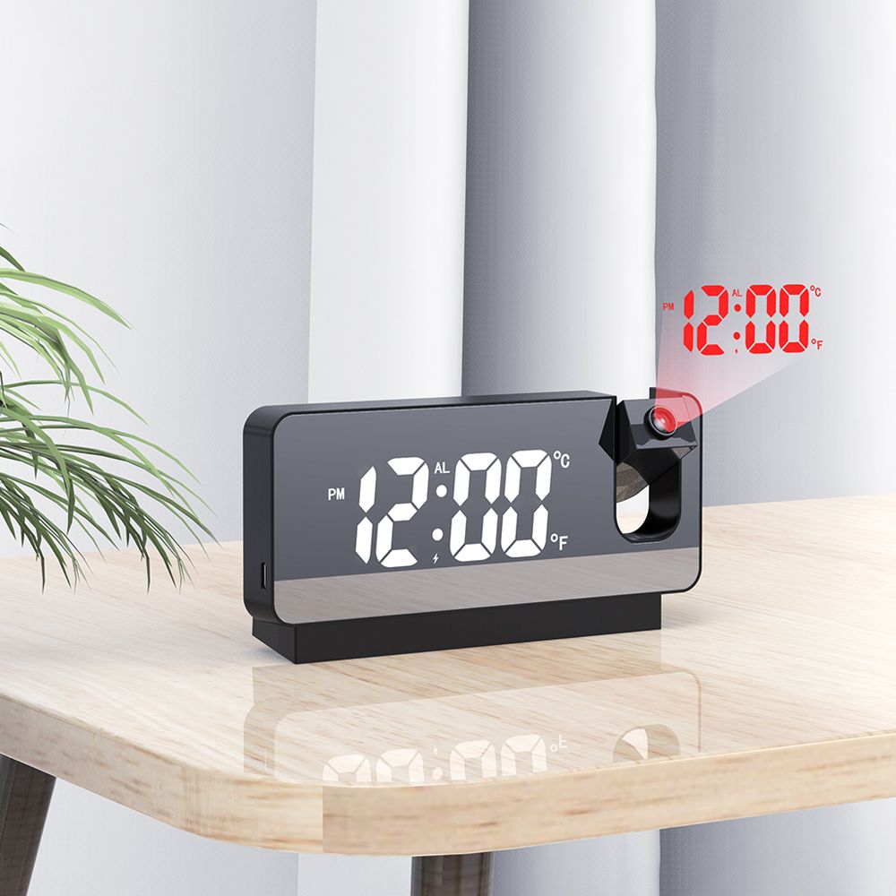 Clock LED Digital 180° Time Projector Temperature Display