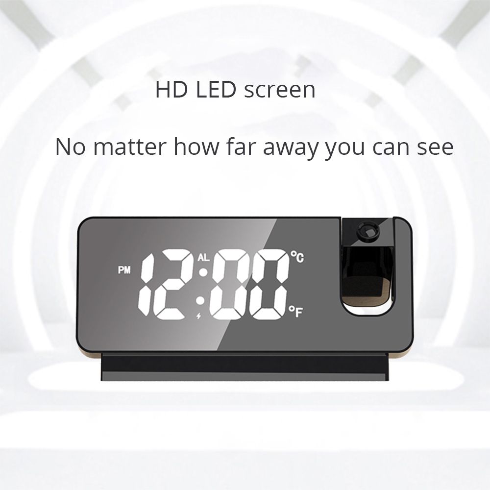 Clock LED Digital 180° Time Projector Temperature Display
