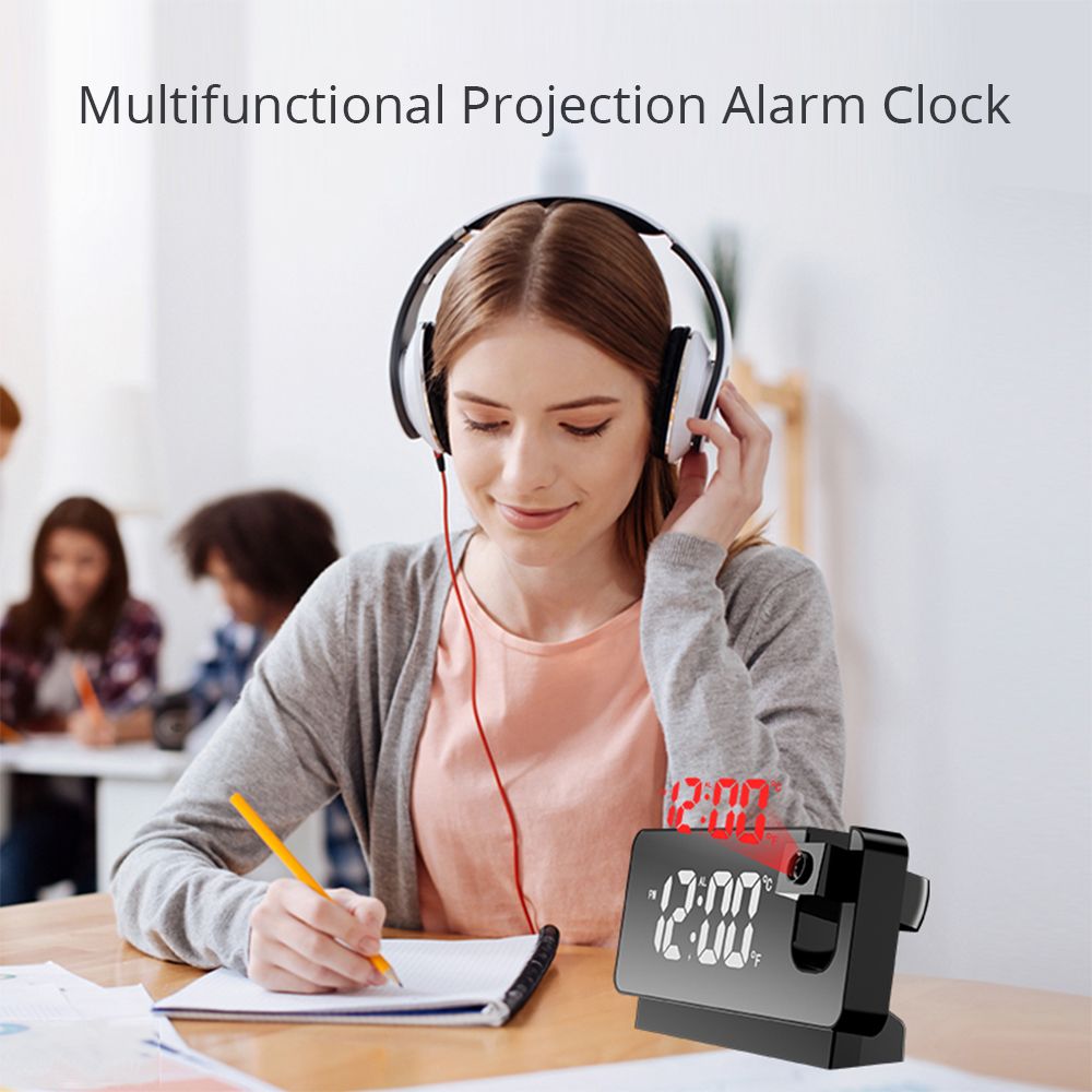 Clock LED Digital 180° Time Projector Temperature Display