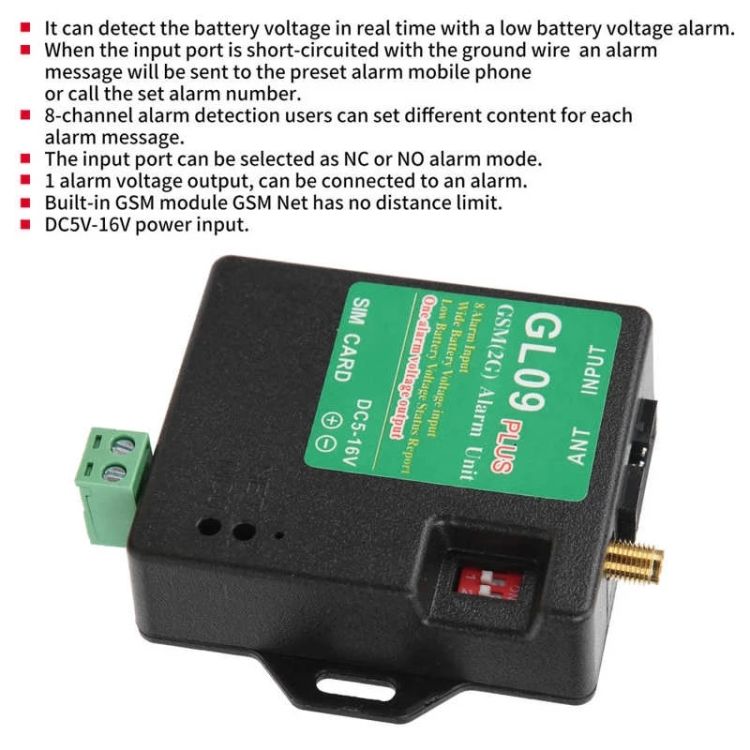 GL09 PLUS 8-channel Monitoring GSM Alarm Module