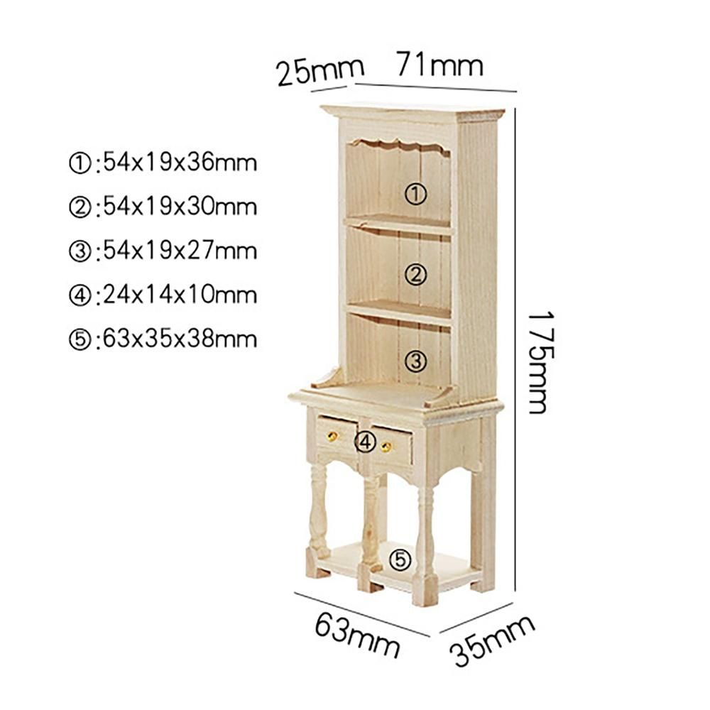 1/12 Dollhouse Miniature Furniture Bookcase Living Room Kitchen Model Cabinet Shelf Storage Cabinets A