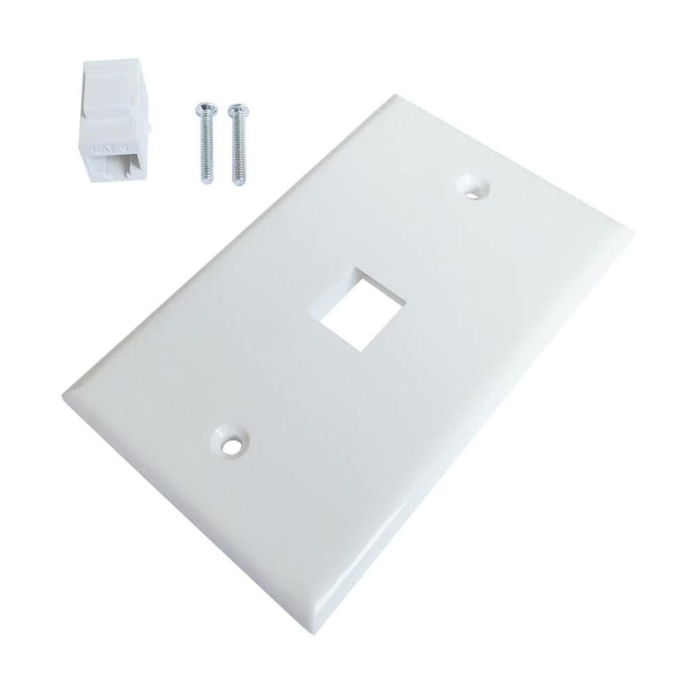 Multicolor 1-Pack 1-Port Ethernet Wall Plate, Keystone Jack Wall Plate with RJ45 Keystone Female to Female Inline Coupler Insert