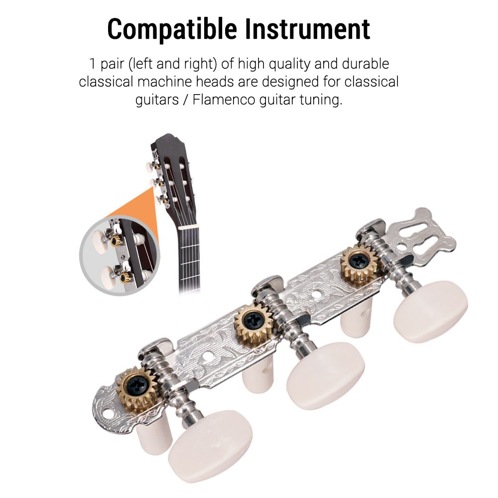 1 Pair Silver Guitar Tuning Pegs Classical Guitar String