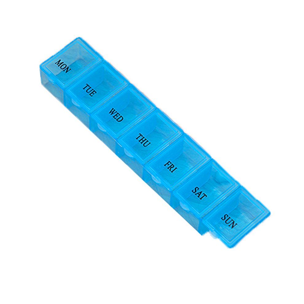 Home-7 Lattice Weekly Medicine Pill Box Outdoor Travel Medicine Tablet Container Blue