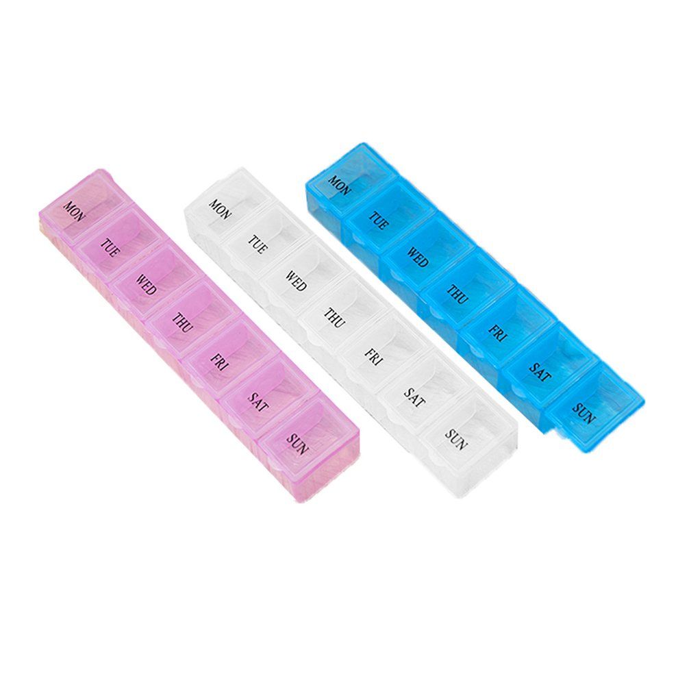 Home-7 Lattice Weekly Medicine Pill Box Outdoor Travel Medicine Tablet Container Blue