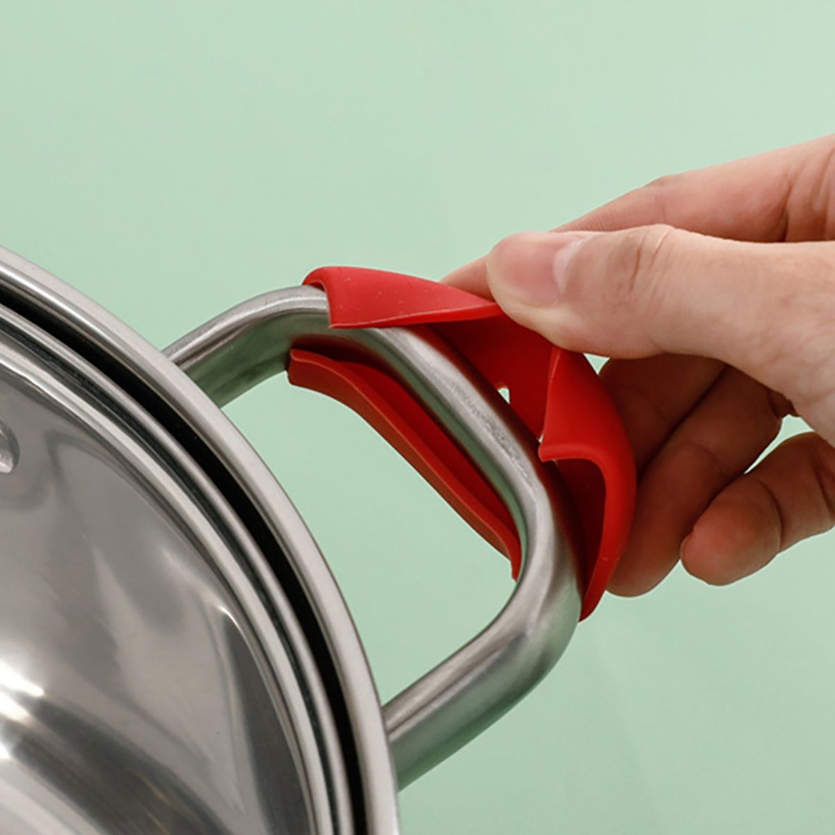 4PcsSet Pot Handle Cover Heat Radiations Pot Ear Clip Red