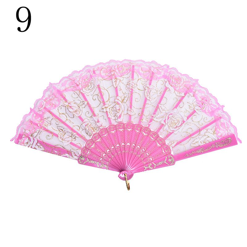 Spanish Hand Fan 10 Lace Flower Accessories Fabric Colors Silk Prom Folding Fans Dance Summer Wedding Dancing Held Party