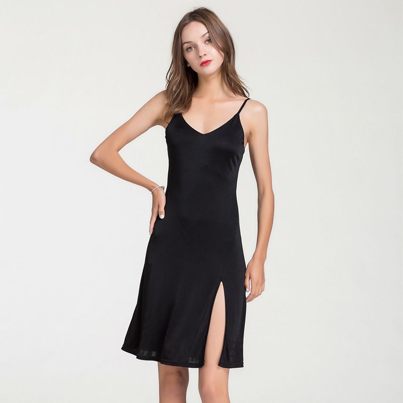 Summer New Silk Sling Nightdress Female Mid-Length Pajamas,