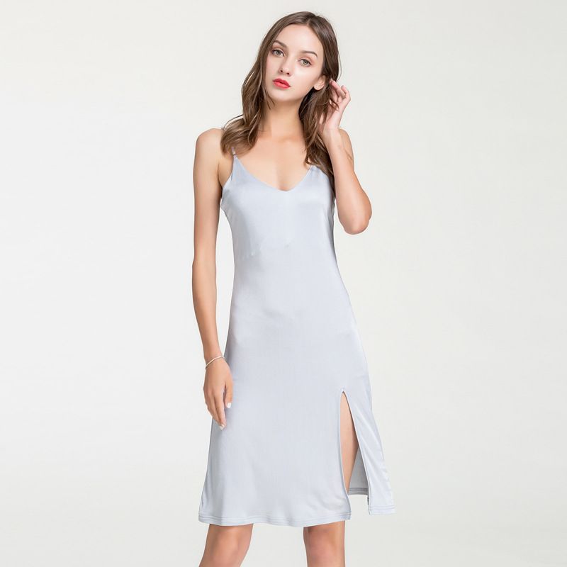 Summer New Silk Sling Nightdress Female Mid-Length Pajamas,