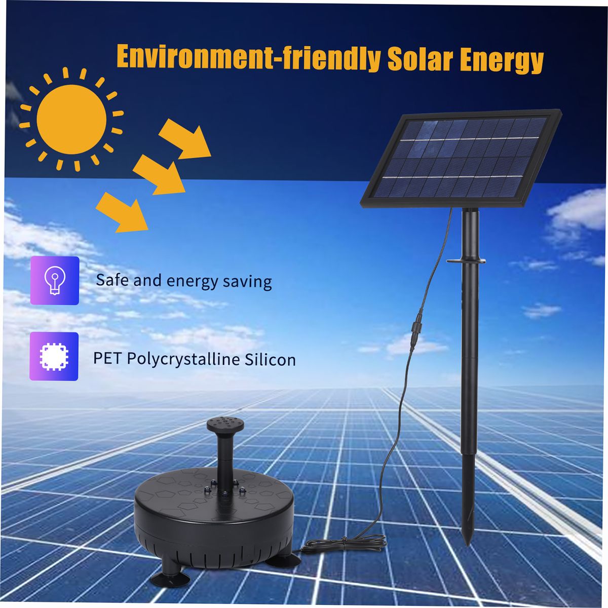 10V/8W Solar Powered Fountain Pump Water Pump With