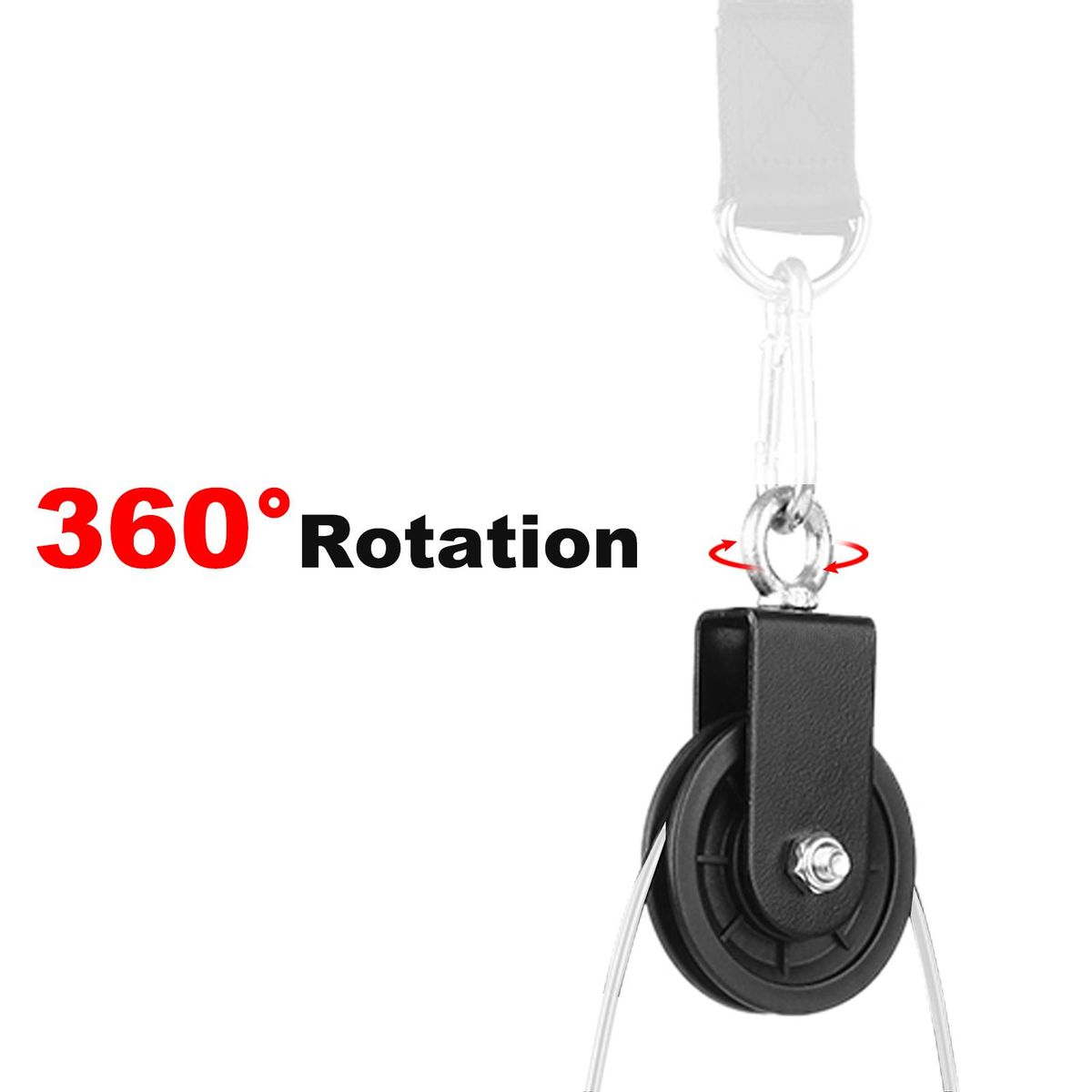 Silent Cable Pulley 360 Degree Detachable Rotation Traction Wheel Pulley System DIY Attachment for Home Gym Lifting