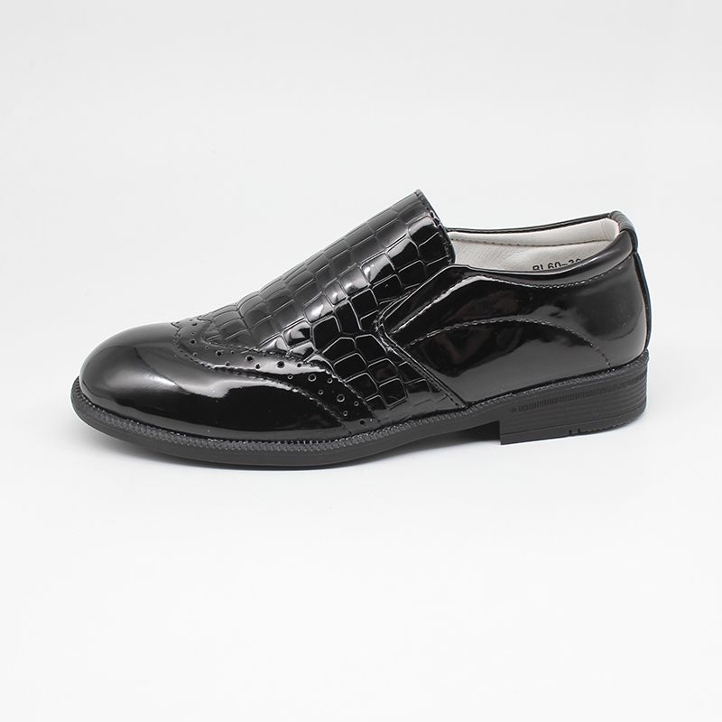 Boys Embossed Dress Shoes Loafers-Black