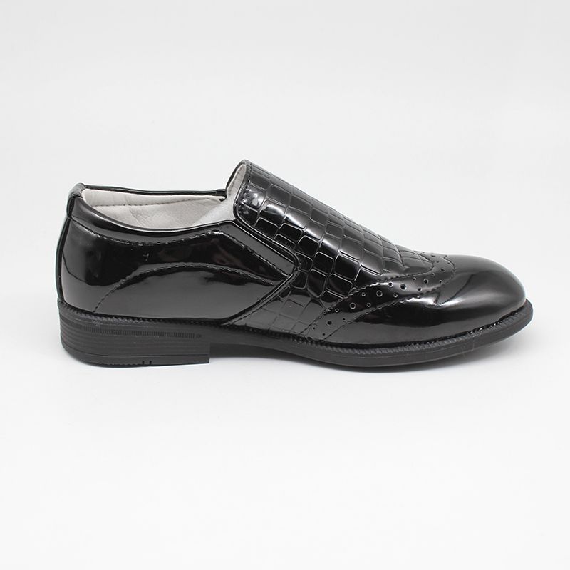 Boys Embossed Dress Shoes Loafers-Black