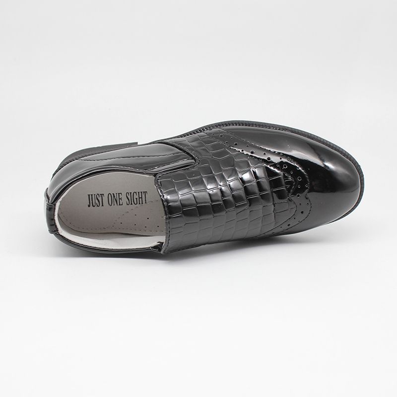 Boys Embossed Dress Shoes Loafers-Black