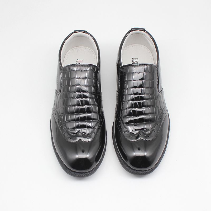 Boys Embossed Dress Shoes Loafers-Black