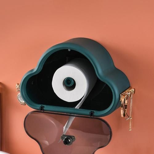 Bathroom Adhesive Carton, Wall Mounted Self Adhesive Waterproof, Toilet Paper Holder, With Privacy Protection Storage