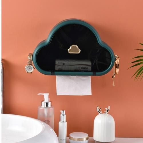 Bathroom Adhesive Carton, Wall Mounted Self Adhesive Waterproof, Toilet Paper Holder, With Privacy Protection Storage
