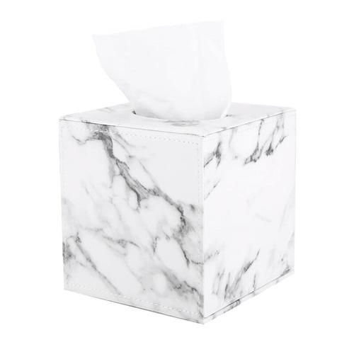 Marble Square Square Tissue Box PU Leather Roll Paper Holder Toilet Paper Box Napkin Paper Box Cover Locker Towel Box