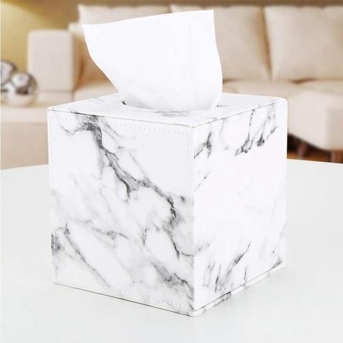 Marble Square Square Tissue Box PU Leather Roll Paper Holder Toilet Paper Box Napkin Paper Box Cover Locker Towel Box