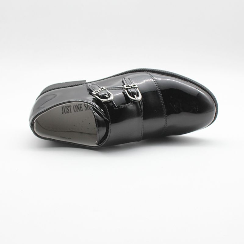 Boys Slip On Monk Strap School Uniform Formal Black Shoes