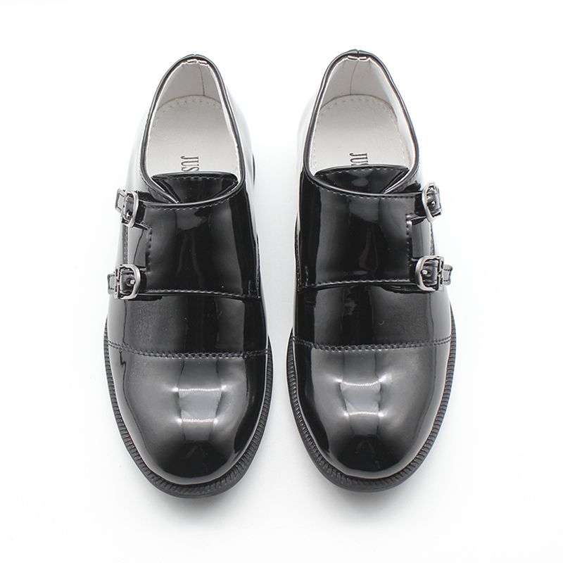Boys Slip On Monk Strap School Uniform Formal Black Shoes