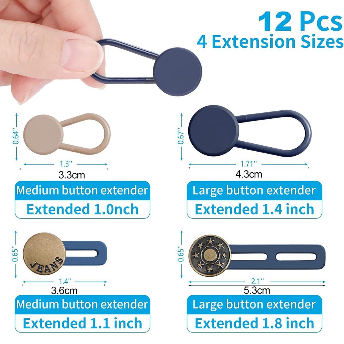 12PcsSet Pants Waist Extender Multifunction Pants Waist Extender