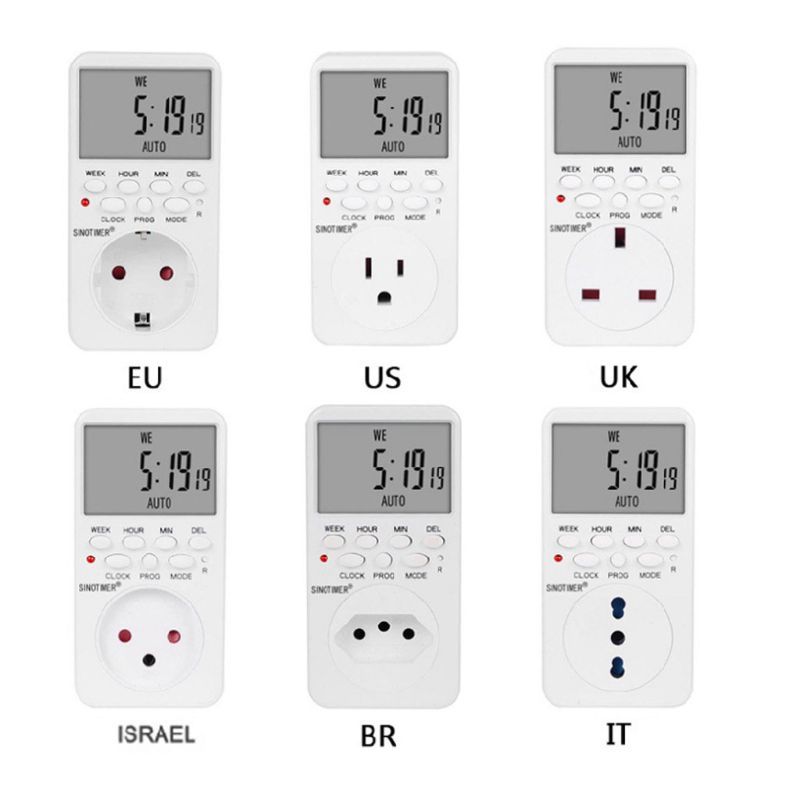UK Outlet Timer Programmable Digital Timer Switch Socket Socket Control BR EU With Time Plug Plug Relay Electronic Timer
