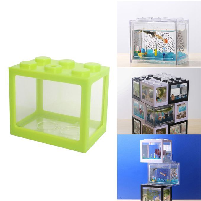 2 Pieces Aquarium Fish Tank Mini Building Blocks Spider Box Home Green