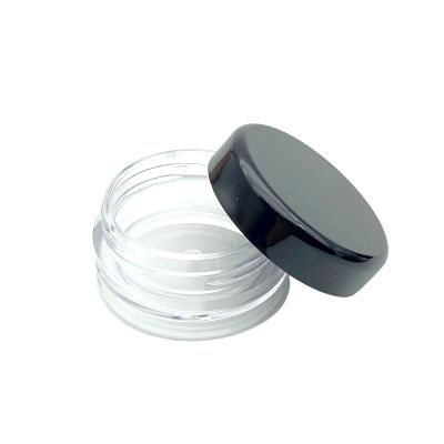 100pcs 2g/3g/5g/10g/15g/20g Empty Plastic Cosmetic Makeup Jar Pots Transparent Sample Bottles Eyeshadow Cream Lip Balm Container(#Black Cap)