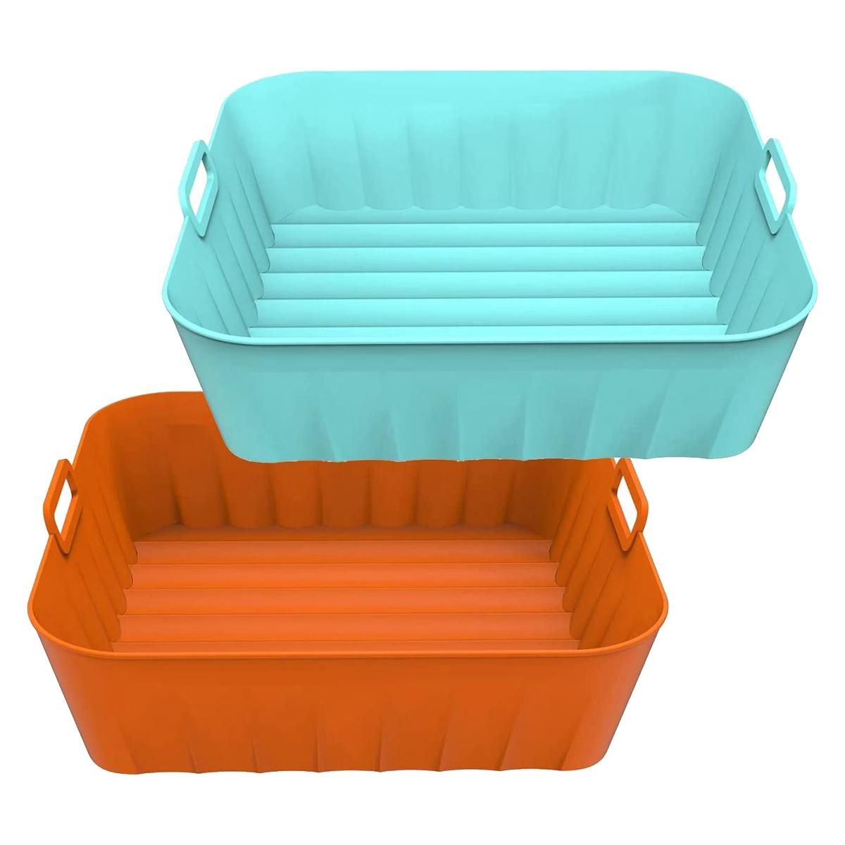 2Pcs Silicone Pot82 inch Square Non-Stick Silicone Liners Compatible BlueOrange